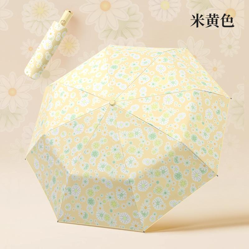 Trifold Automatic Umbrella Color Glue Fabric Digital Brush Color Scheme Handle Parasol Weather and Rain