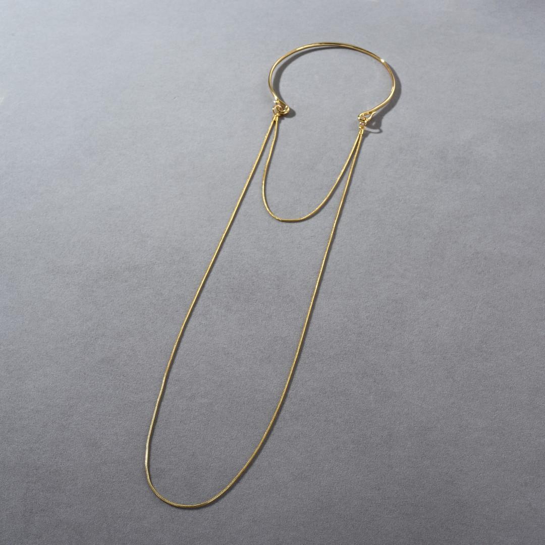 

Личность Тренд Уникальный Высококачественный Металл Позолоченный 18K Настоящим Золотом Ретро Ожерелье Двойная Цепь Нишевое Простое Ожерелье