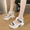2025 Summer Women's Lightweight Velcro Wedge Sandals – Comfortable Thick-Soled, Flat Bottom Casual Beach Footwear for Students