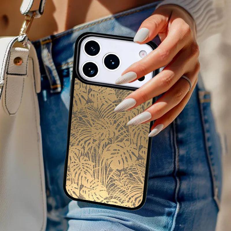 Feather Gold Foil Art Phone Case For iPhone 17 Air 14 15 13 12 Max Cover For Apple 14 15 16 16e 11 Pro Max Plus Coque