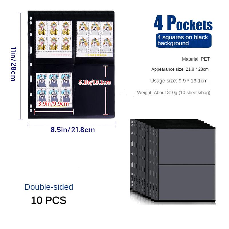 

Стандартный двусторонний фотоальбом с черным фоном и 9 отверстиями большой емкости для сбора марок и бумажной валюты