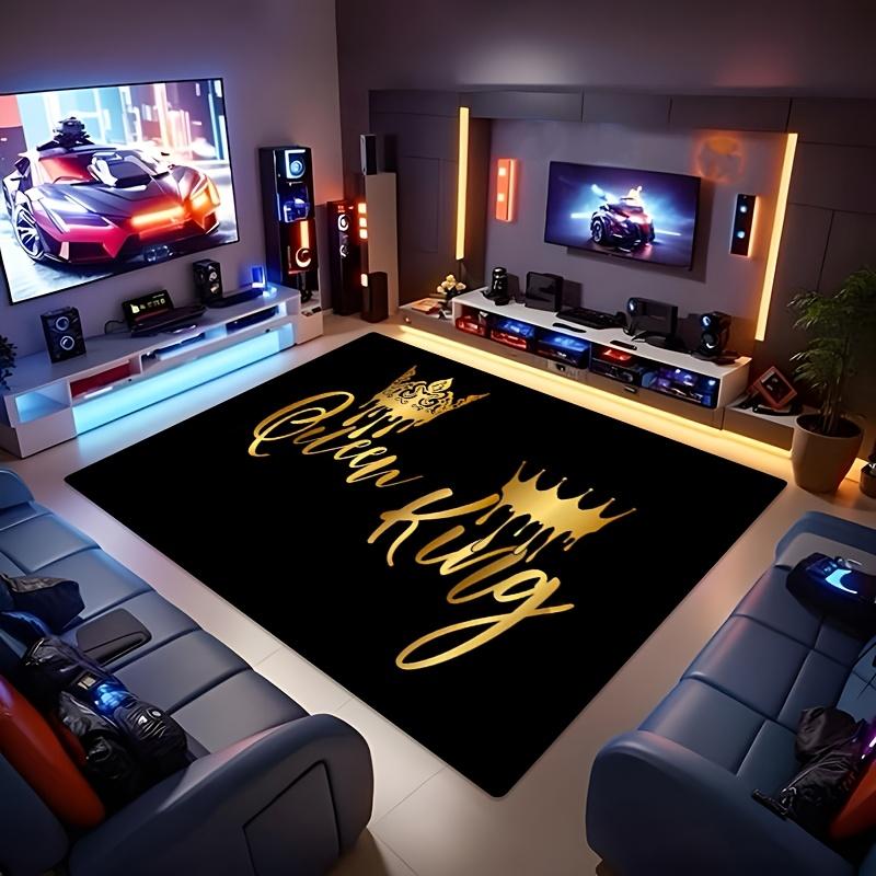 King and Queen Crown Design Polyester Area Rug - 100% Crystal Velvet Plush Floor Mat for Home Decor,Ideal for Bedroom,Living Room,Kitchen,Ba
