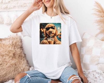 Goldendoodle Drinking Coffee Lover Unisex T-Shirt Baseball Women T-Shirt 4760