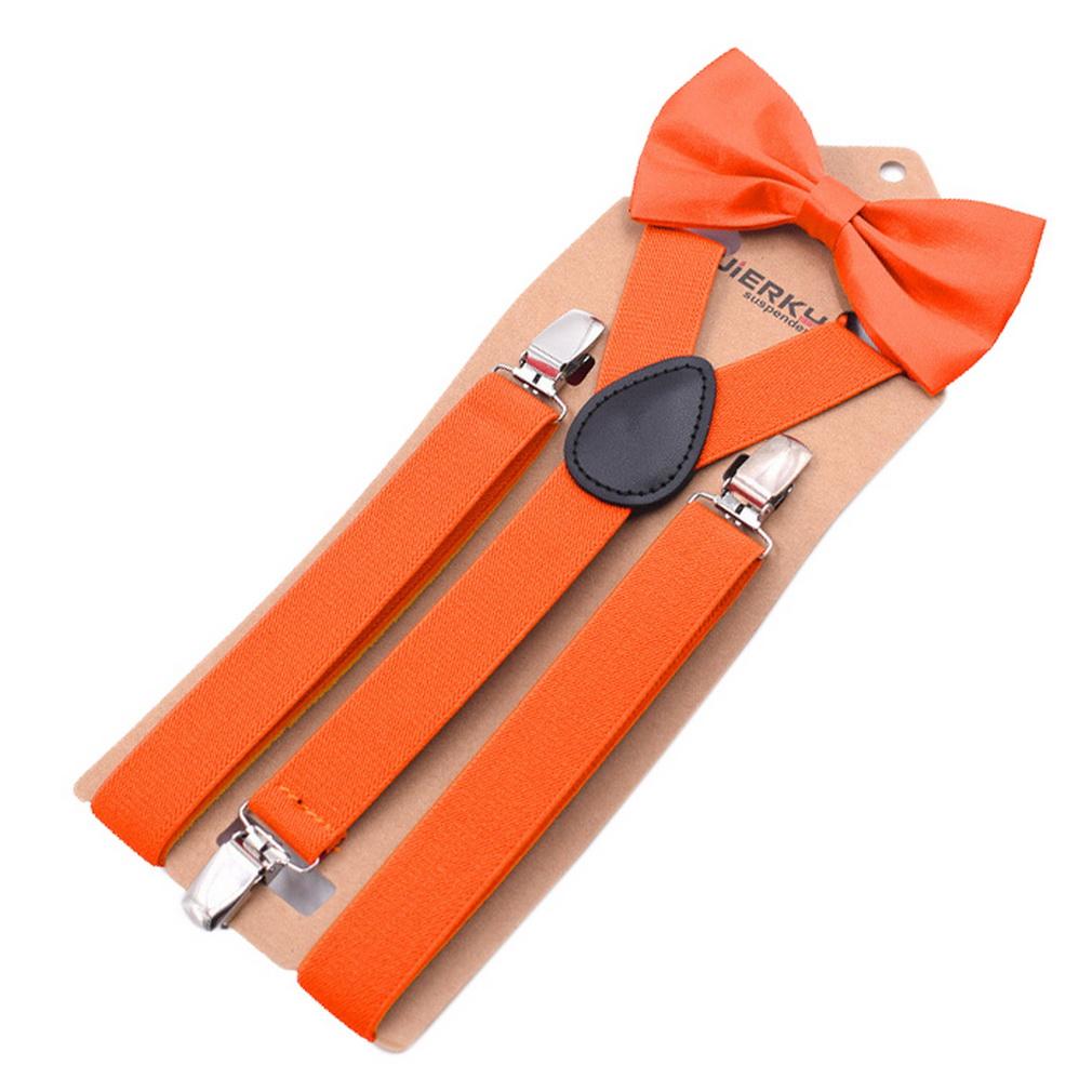 Unisex Bow Tie & Suspenders Set, 3 Clips Adjustable Elastic Braces for Casual & Formal Occasions