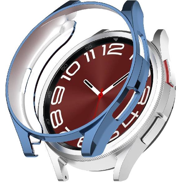 Compatible with Galaxy Watch 6 Classic 43MM 47MM Case Flexible TPU Protector Cover Shock-Proof Resistant Protective Shell Bumper for Samsung Galaxy