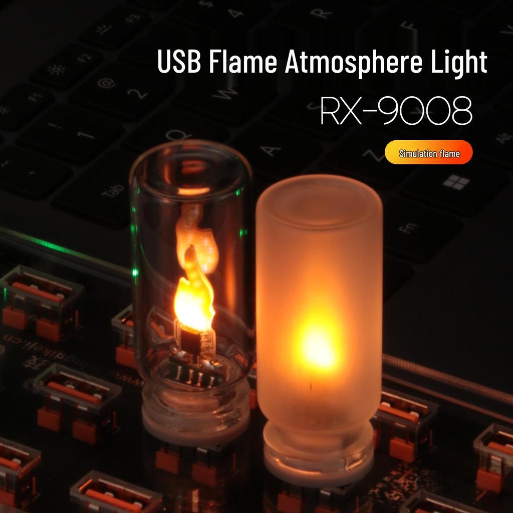 RX9008 LED Flacără Pâlpâitoare Lumânare USB pentru Mașină sau Birou Dormitor.