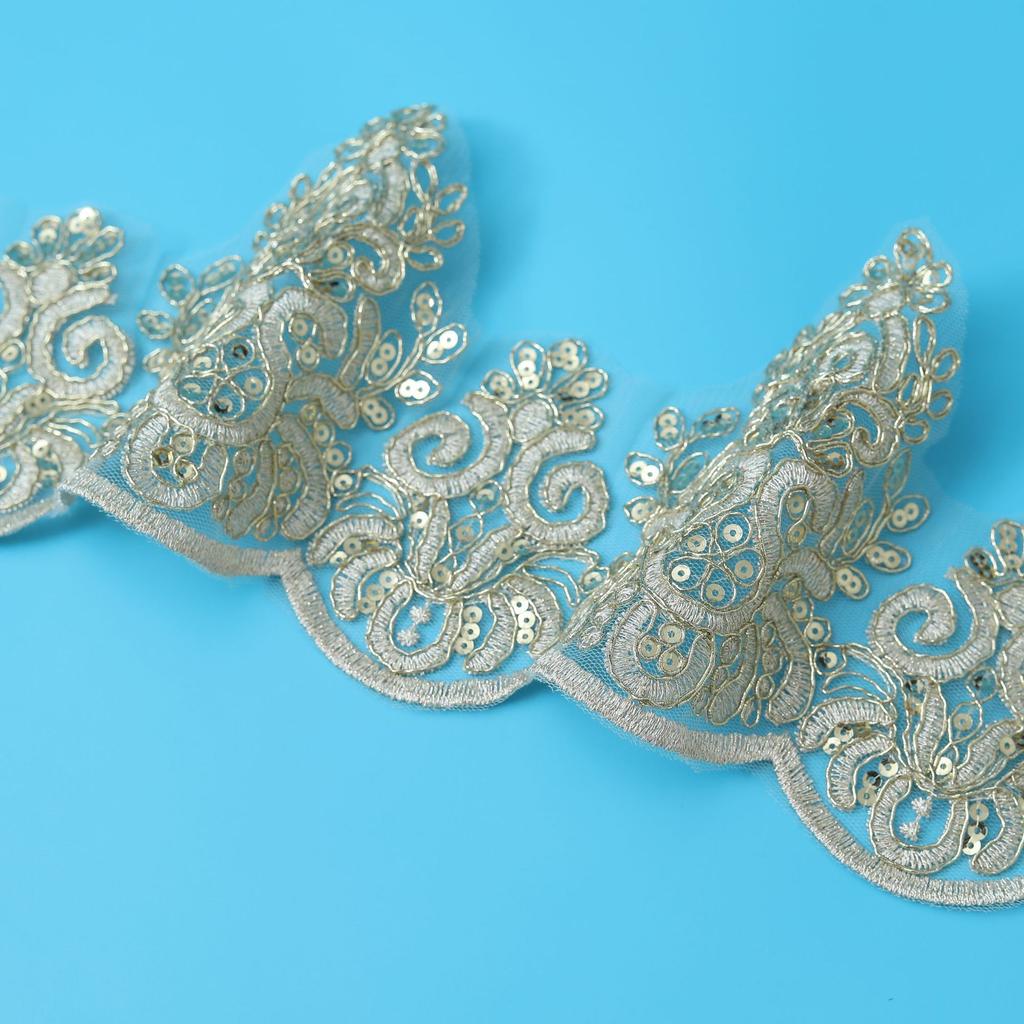 Golden Car Bone Children'S Clothing Performance Clothing Hanfu Ethnic Style Embroidery Lace, Stage Clothing Veil Accessories Beads 13Cm