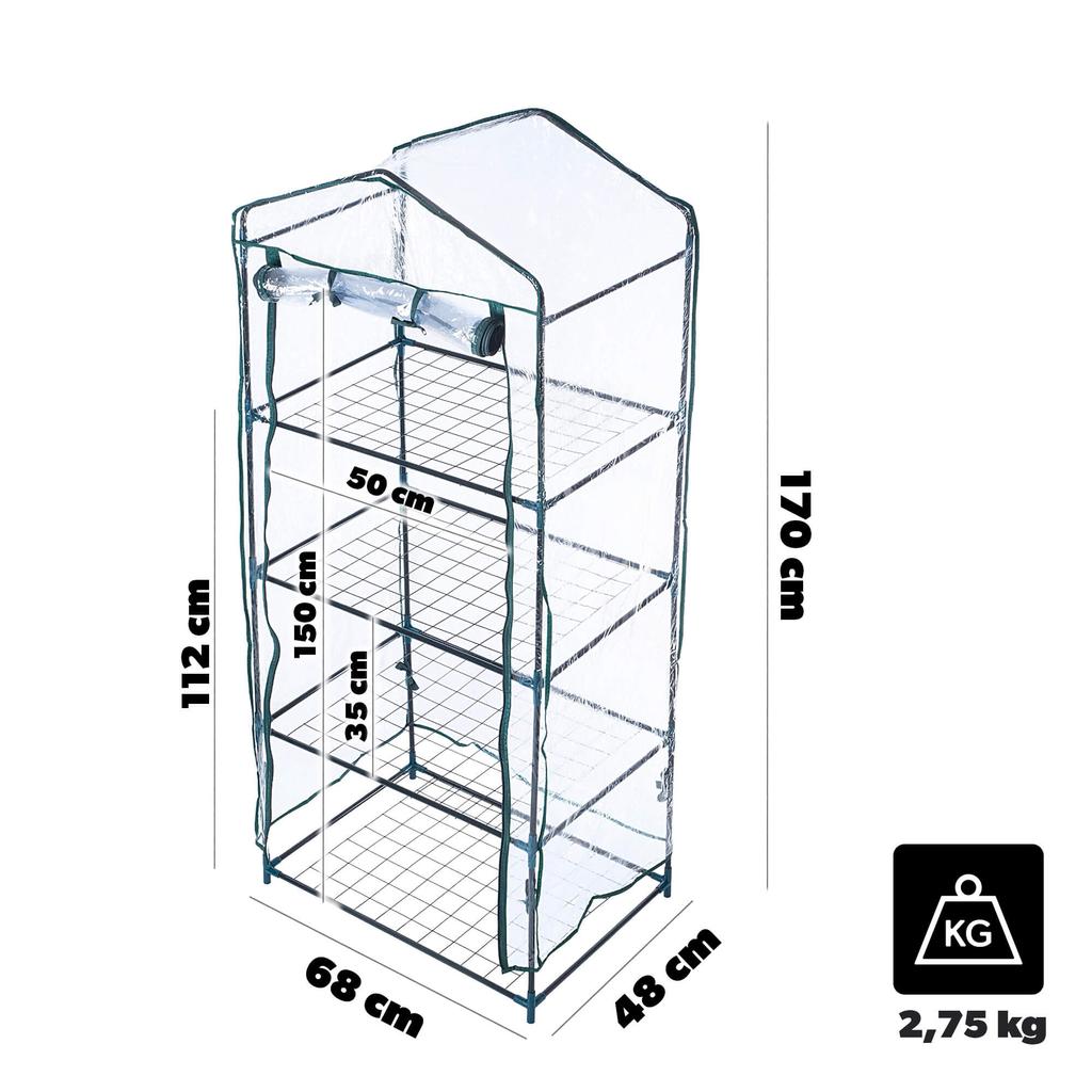 KADAX 4-level Garden Greenhouse 170x68cm Dark Green