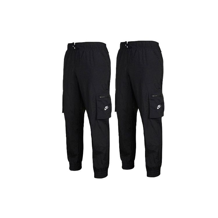 Nike Solid Color Logo Embroidered Elastic Waistband Cuffed Knit Sports Pants Kids bottoms Black DD6285-010