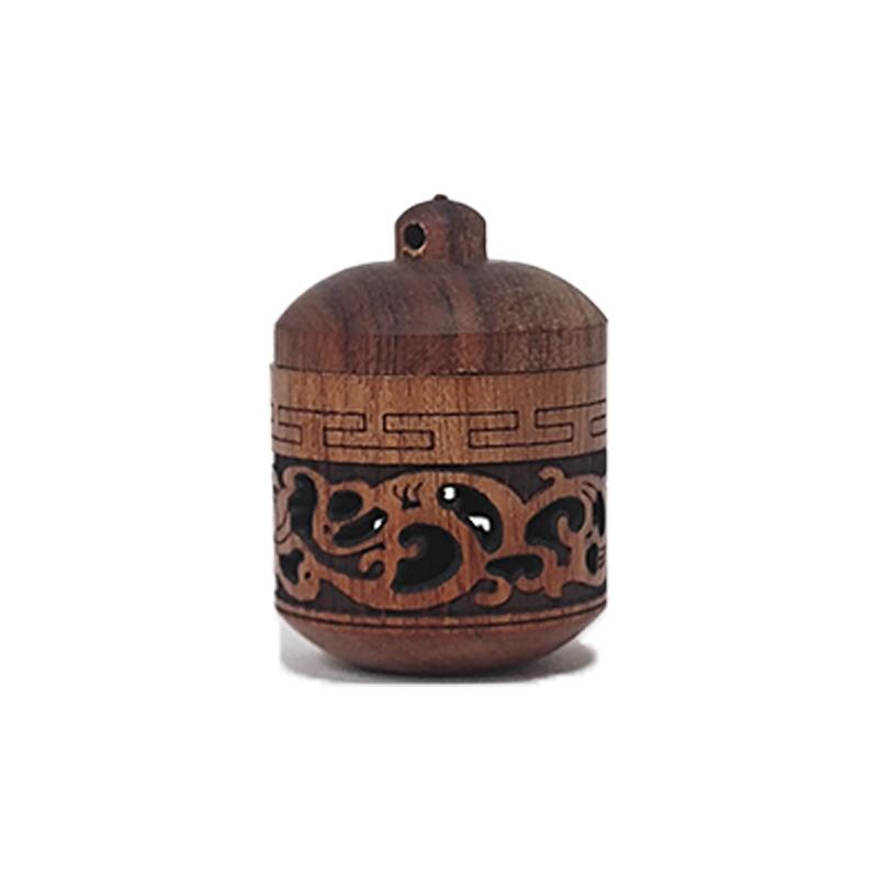 Wood Hollow Aromatherapy Bottle Mini Carved Fragrance Diffuser Car Hanging Decoration Portable Pagoda Aromatherapy Pendant