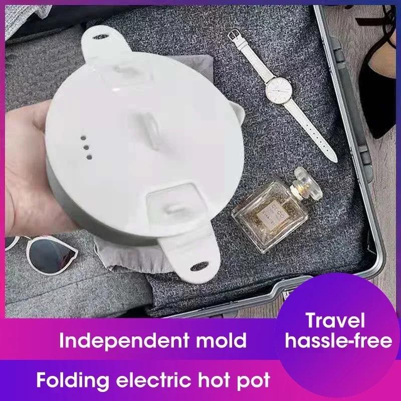 110V 220V Foldable Mini Electric Hot Pot Multifunction Cooker Steamer Noodle Maker for Dormitory EU US Plug