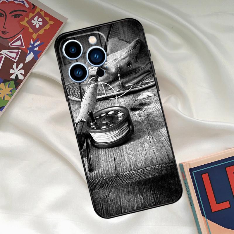 

Fishing Painting Phone Case For iPhone 16 14 13 12 11 15 17 Pro Max 15 16 Plus 13 Mini 16e 17 Air Funda Cover iPhone 11