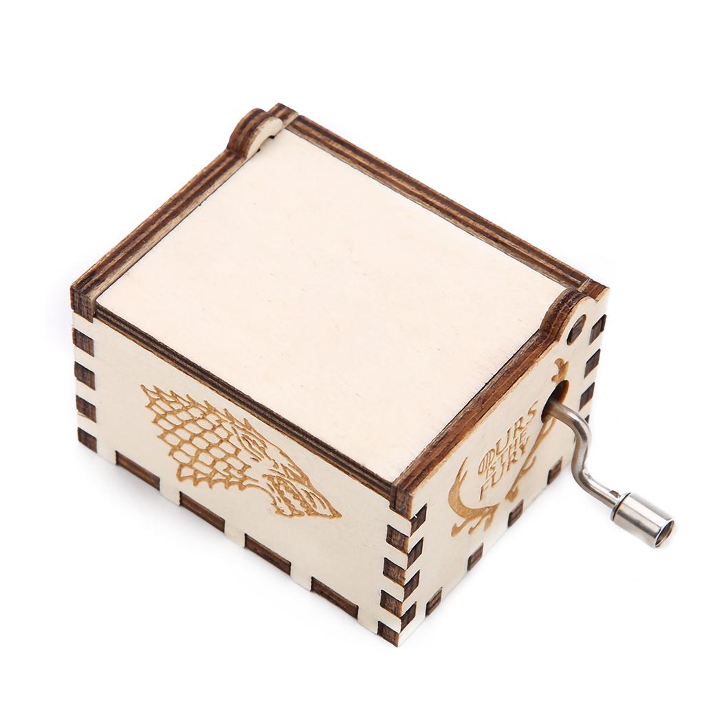 1Pc Wooden Carved Hand Crank Music Box Mechanical Classic Craft Birthday Gift