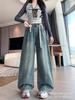 Women's Plus Size High Waist Wide Leg Retro Jeans - Spring & Autumn Casual Straight Fit