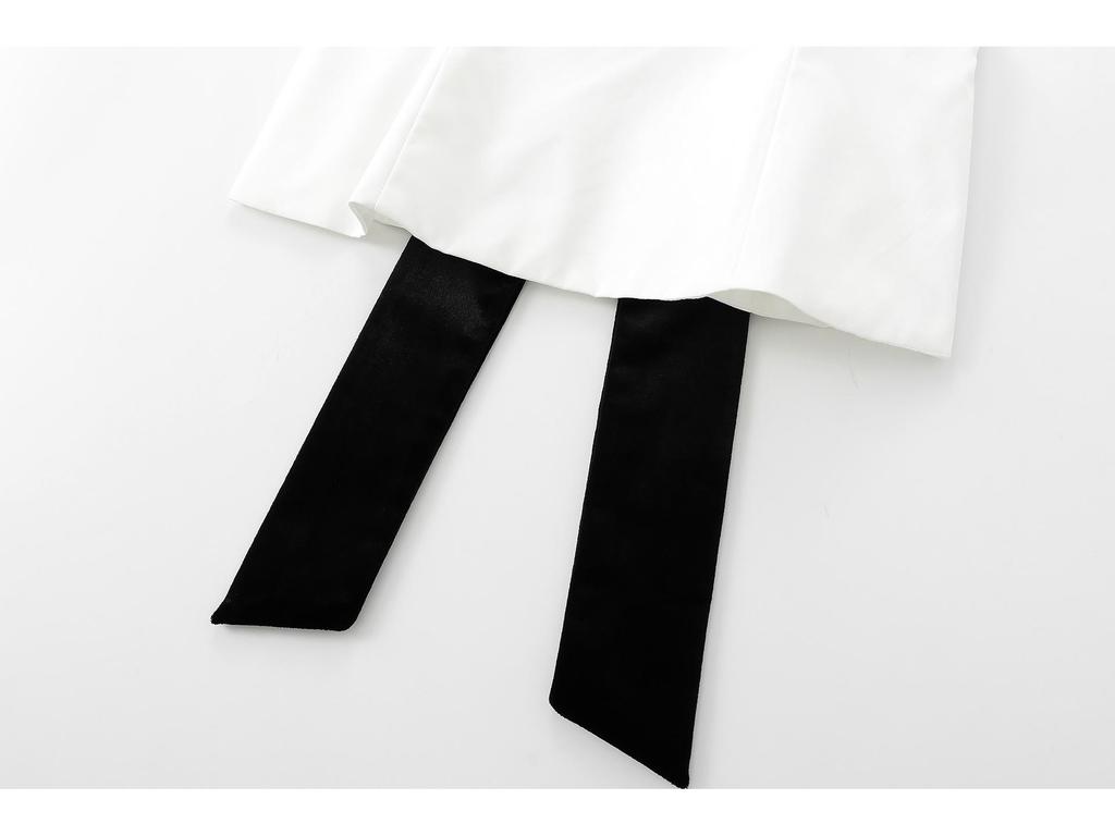 2025 Spring Women's European & American French Style One-Shoulder Bow Ribbon Color Block Bandeau Top