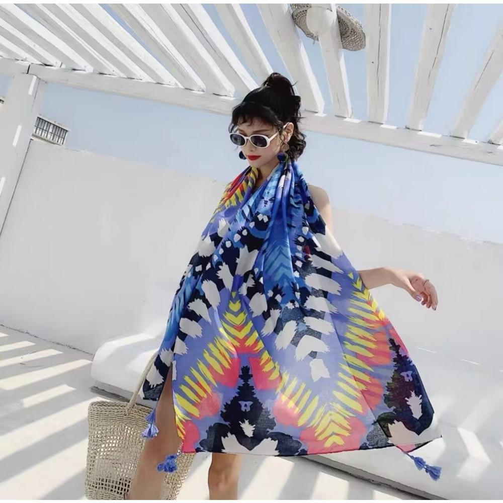 Chaka Salt Lake Great Northwest Tourism Ethnic Style Scarf Silk Scarf Women'S Summer Seaside Beach Shawl Sunscreen Thin