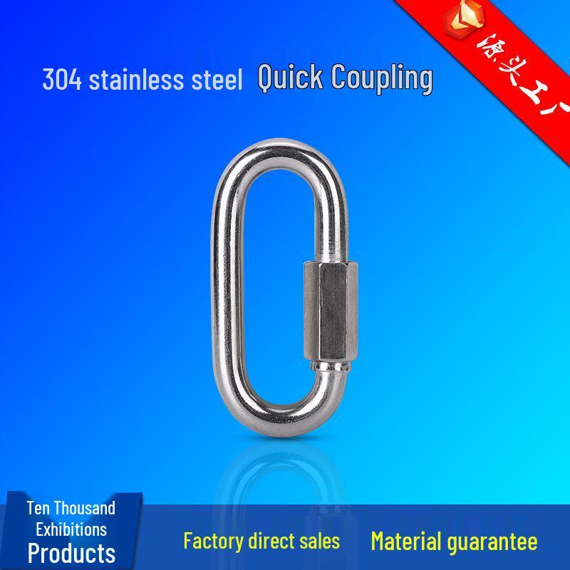 304/316 Stainless Steel Quick Link and Carabiner Buckle Chain, Sizes M3.5-M8
