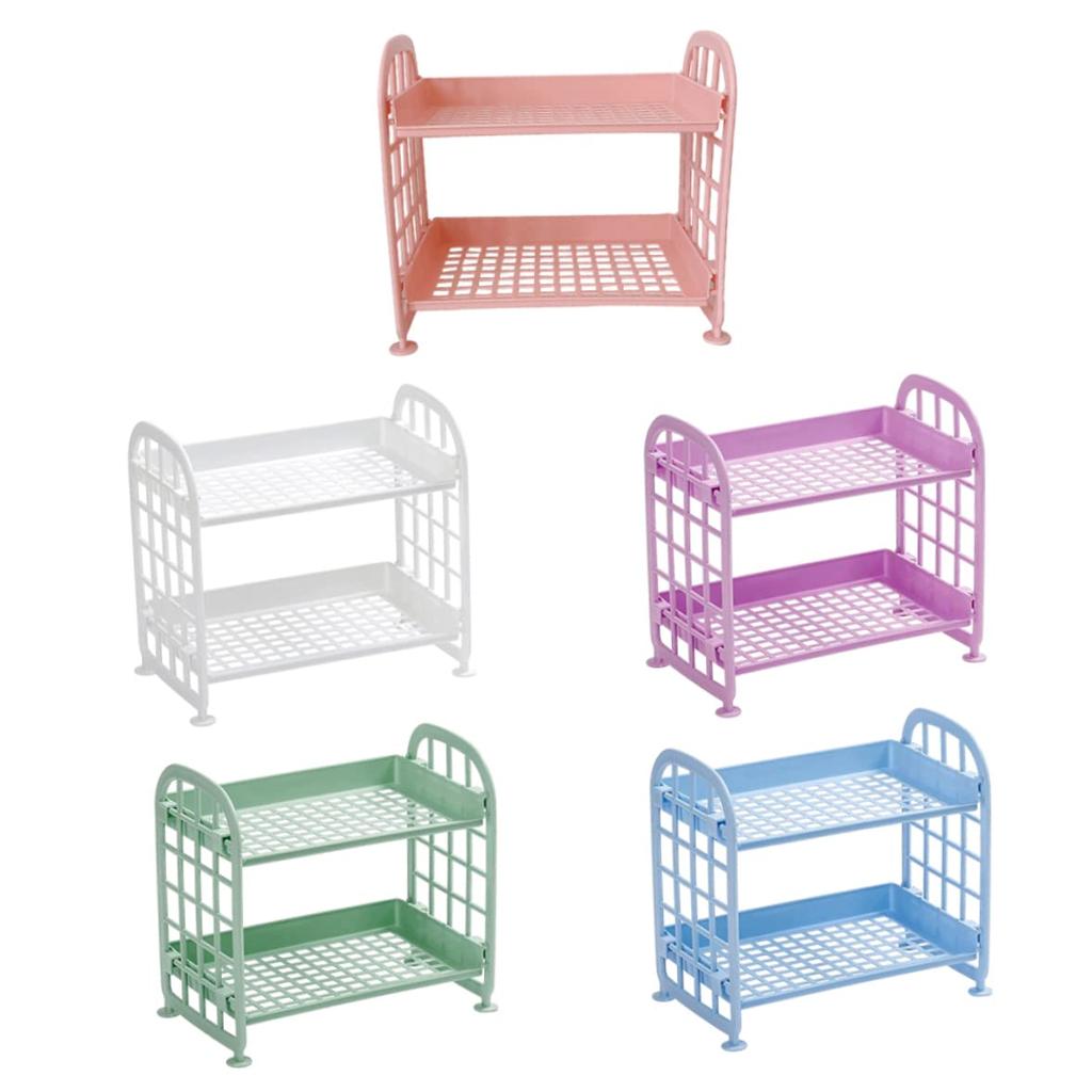 Scaffale Multifunzionale in Plastica a 2 Piani Organizer per Trucco per Skincare Ufficio Cucina Camera da Letto Bagno Scaffale Vuoto a Due Strati