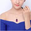 Fashion Women 'S Luxury Amethyst Necklace Wedding Jewelry Oval Gold Plated Amethyst Pendant Necklaces For Women Anniversary Gift