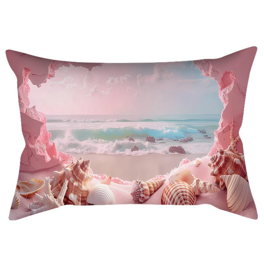 

Pink Dreamy Beach Ocean Shell Polyester Printed Pillow Cover Home Sofa Cushion Cover Premium Durable Quality Useful (as the picture-72958-)-30 * 50Cm