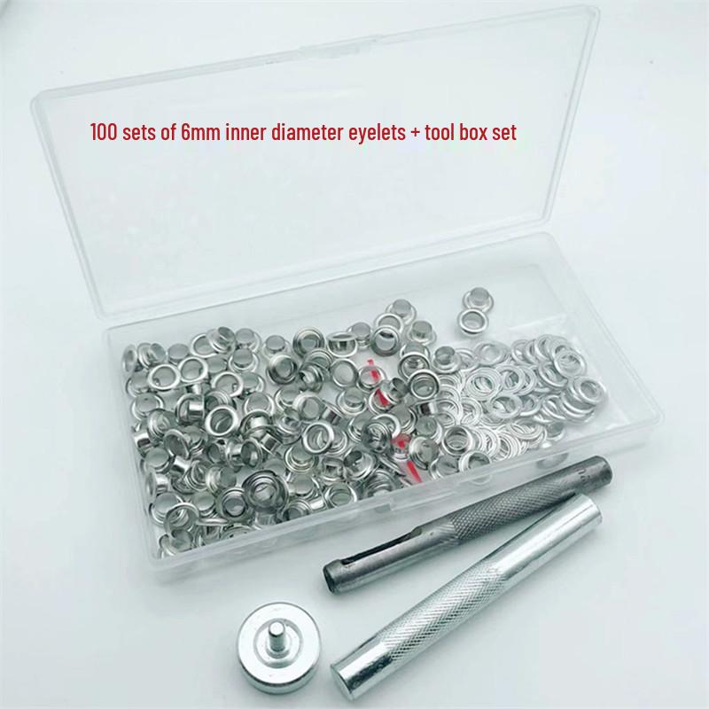 100 Sets 6mm Eyelets with Installation Tools for Shoes and Crafts