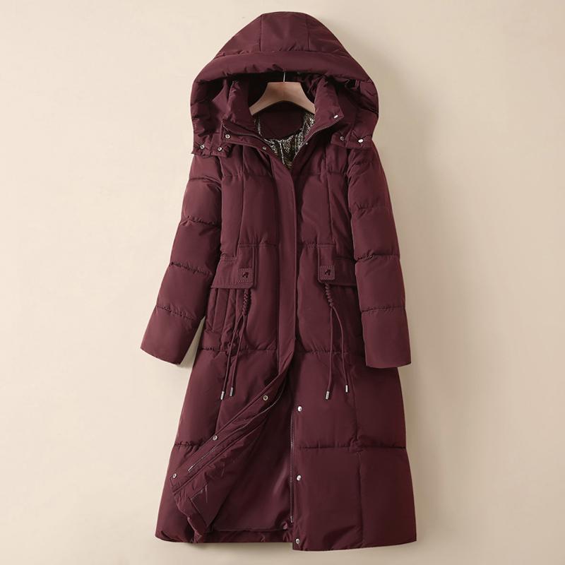 

Fashion Woman Parkas Winter Long Coats Hooded Thick Warm Overcoat Women s Jackets 2XL вина червоного кольору