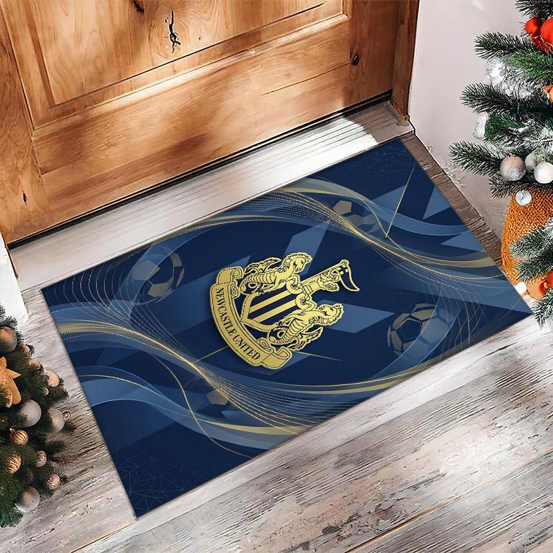 Tappeto in Velluto di Cristallo con Stampa di Calcio del Newcastle United, Comodo Assorbente d'Acqua Antiscivolo Tappeto per Pavimento Interno