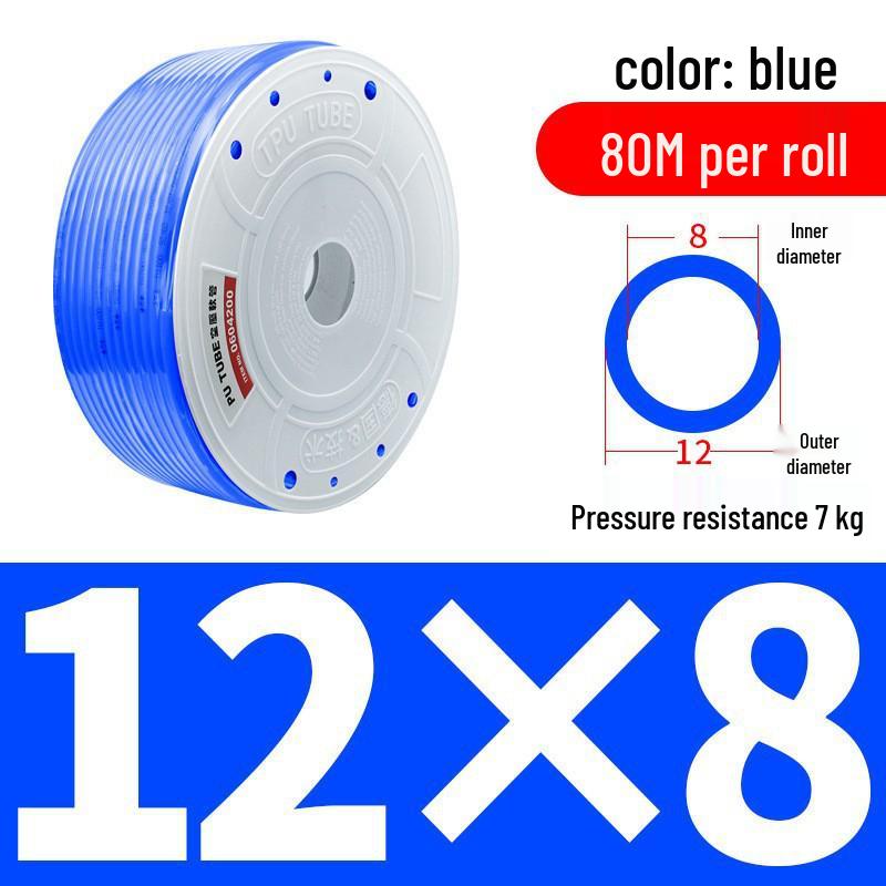 Pressure-Resistant Explosion-Proof PU Air Hose - Flexible, High-Pressure Air Pump Compressor Hose, Transparent Pneumatic, 6MM/12MM.
