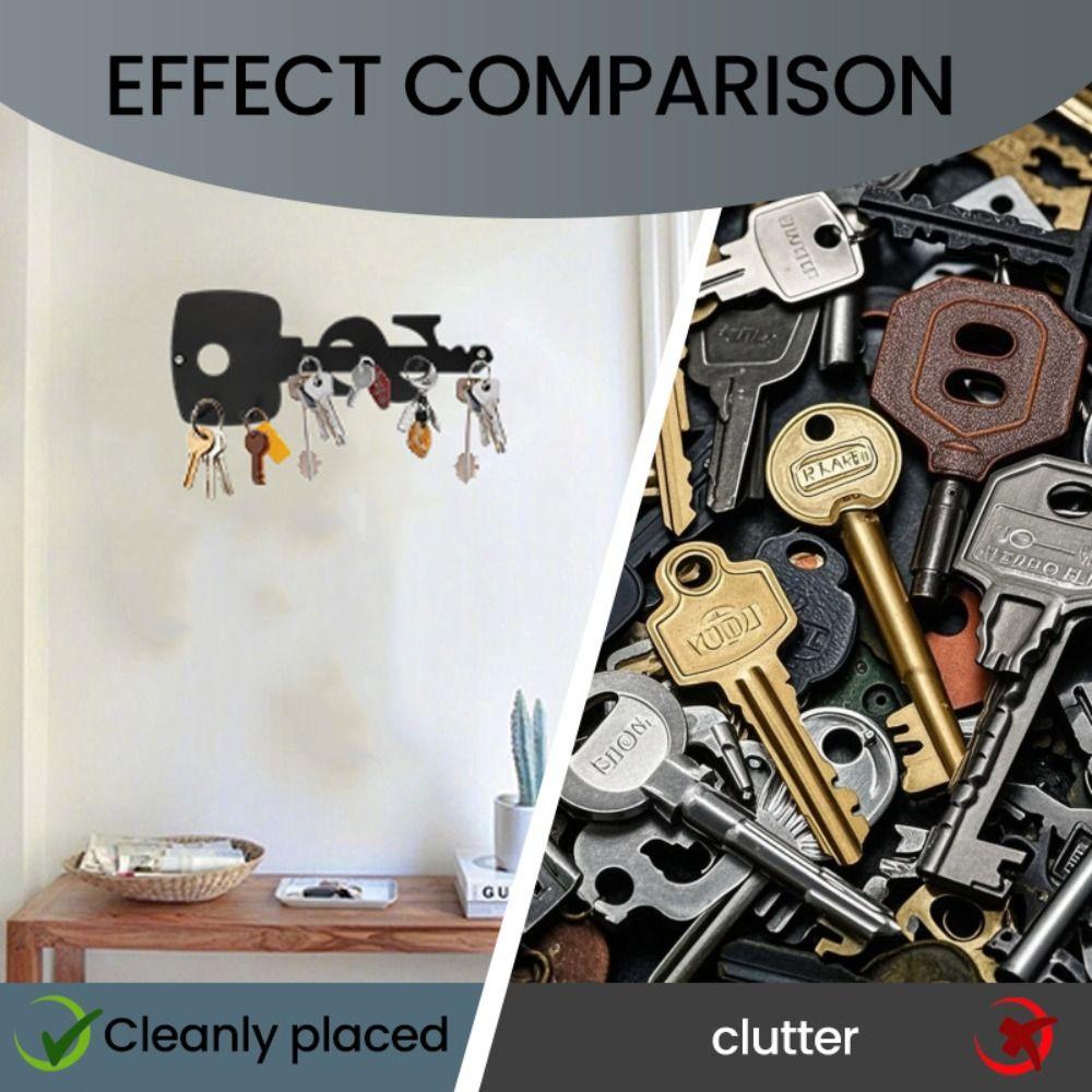 Stainless Steel Wall Mounted Holder 6 Hooks Space Efficient Storage System Rustproof Decorative Design Key Holder Bathroom