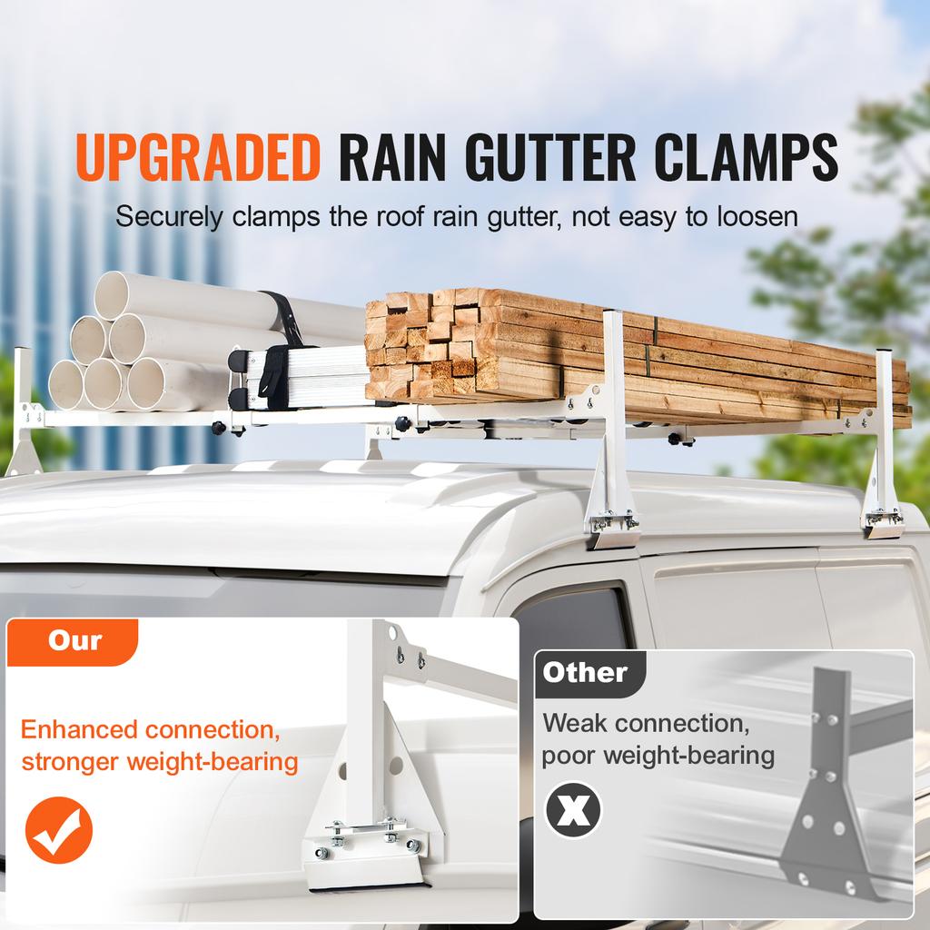 SucceBuy Trailer Ladder Rack Adjustable Roof Rack 2/3 Crossbars Van Roof Ladder Rack Fit for Chevrolet 1500/Ford E150/GMC Savana