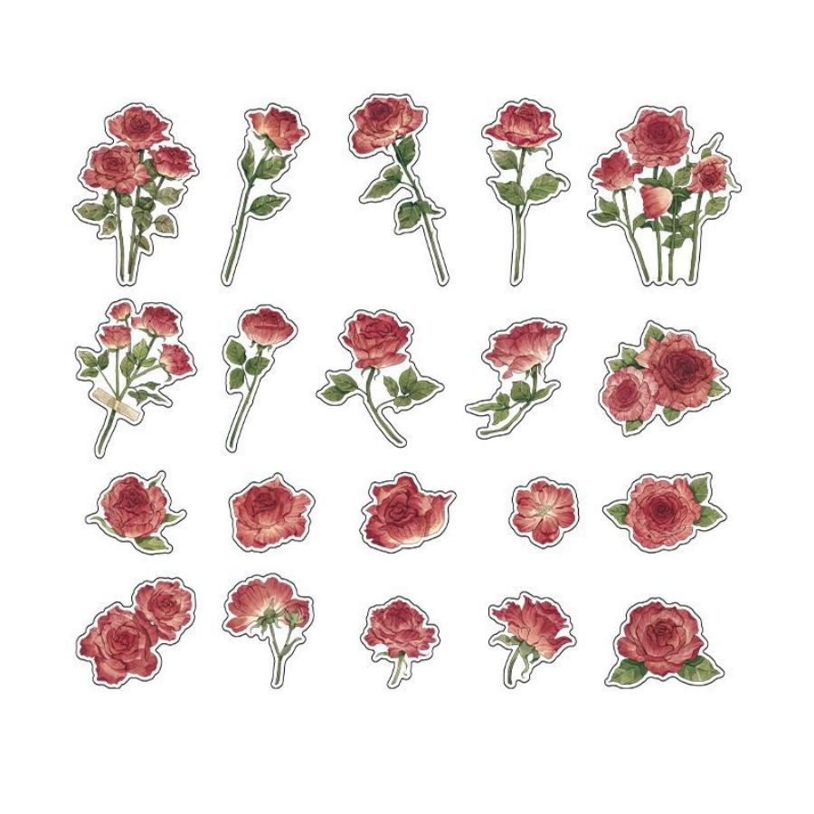 

20 шт./пакет ретро блокнот цветочные наклейки романтическая роза цветочный декор блокнота коллажные материалы наклейки для блокнота красный