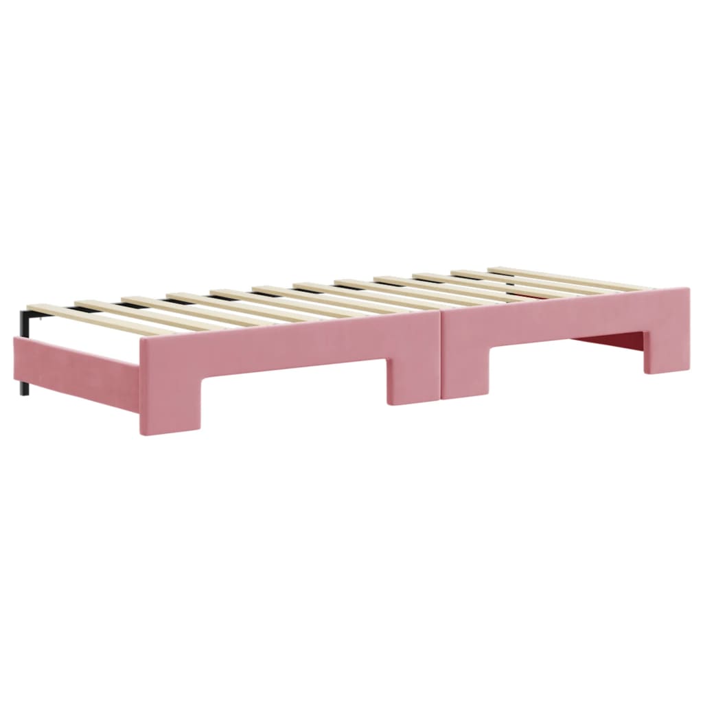 Pull Out Daybed with Drawers Pink 80x200 cm Velvet