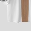 INCERUN Oversized Men Lapel Neck Half Sleeve Patchwork Casual Shirts