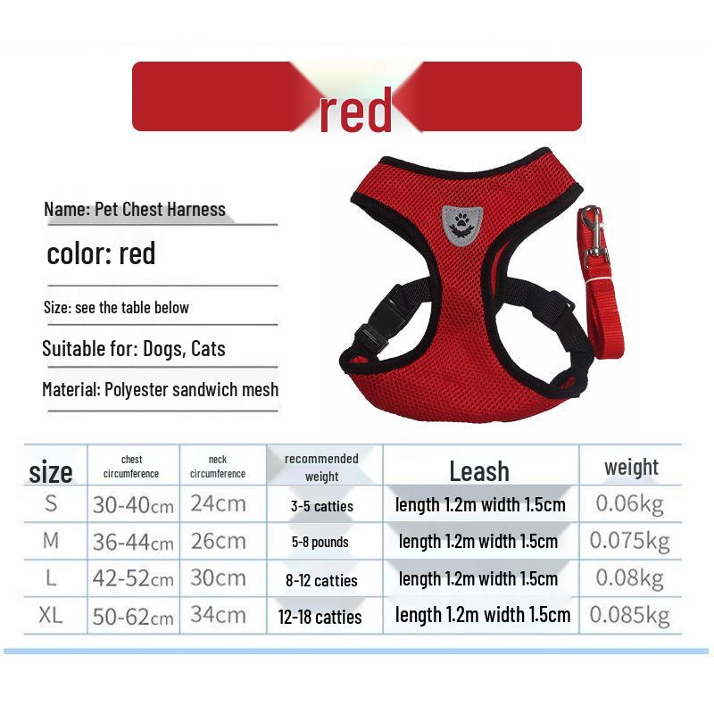 Reflective Breathable Anti-Escape Harness & Leash for Small/Medium Dogs