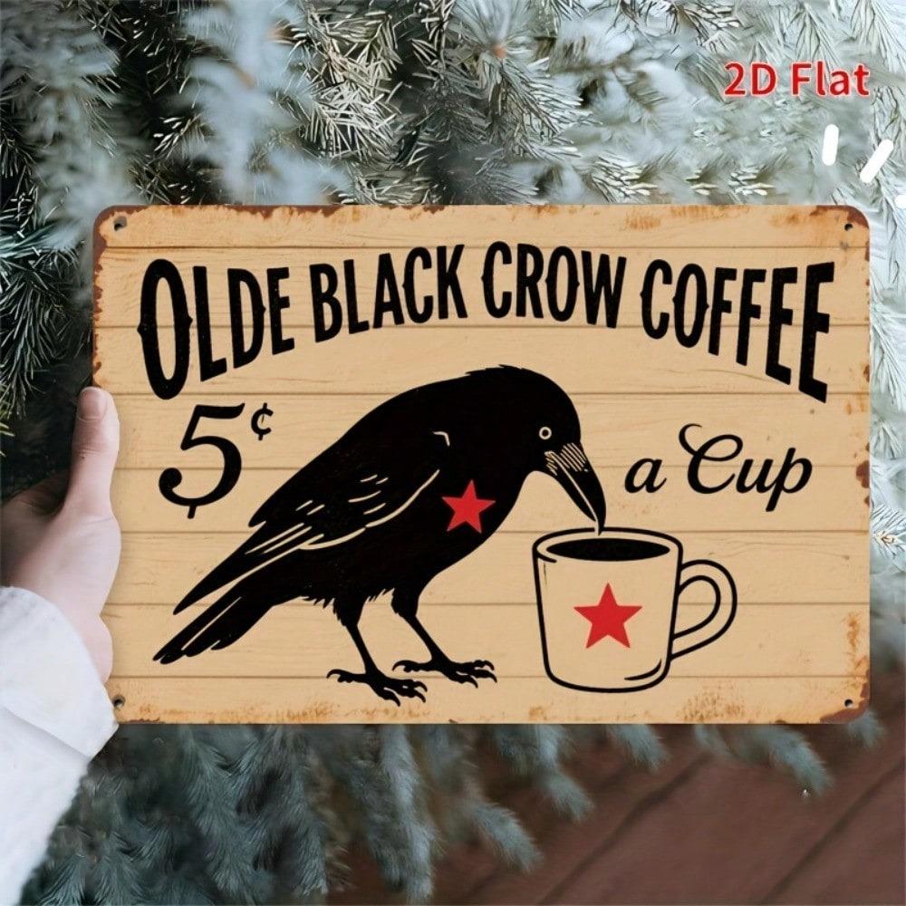 Planetjuice Vintage Crow Metal Sign Pub Bar Wall Decor Garage Man Cave 20X30CM