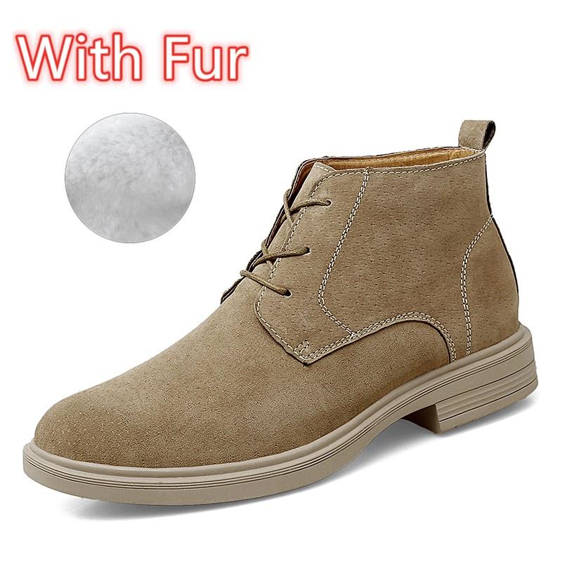 Men Boots Leather Suede Shoes Men Fashion Chelsea Ankle Boots Men'S Shoes Man Lace-Up Casual Shoes Male Comfortable Outdoor Boot