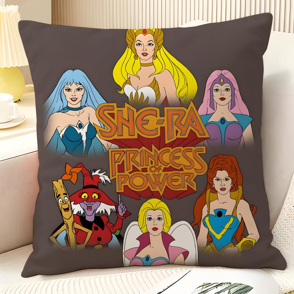 Cartoon S-She-Ra And The Princesses Of Powers Natural Linen Organic Fabric Double-Sided Printing Sofa Home Decor Pillow Case