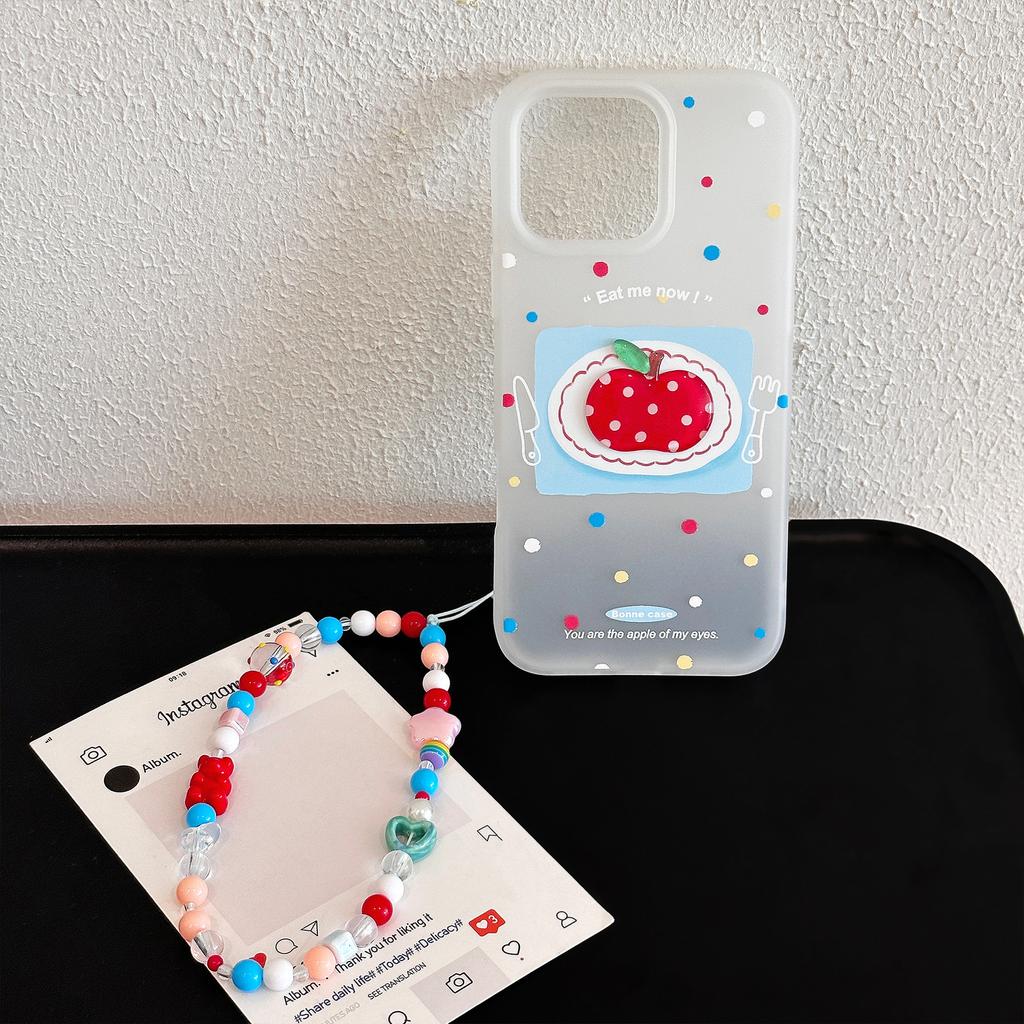Colorful Polka Dots 17promax Three-dimensional Red Apple 16 Mobile Phone Case Iphone14 Suitable for 13 Lanyard 11 Silicone
