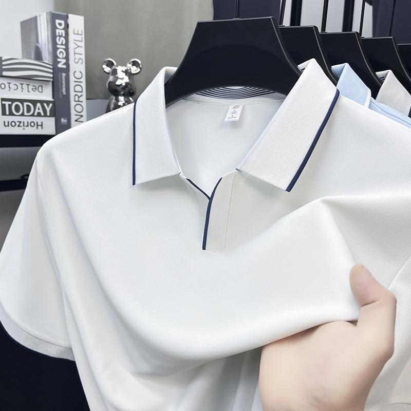 Men s Ice Polo Short Sleeve Summer Business Casual Sea Breathable Wrinkle-Resistant Versatile Top M