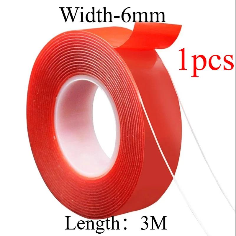 

1/2p Ultra Thin Transparent Red Film Double Sided Tape With HighTemperature Resistance No Marks Waterproof Adhesion Strong Adhes