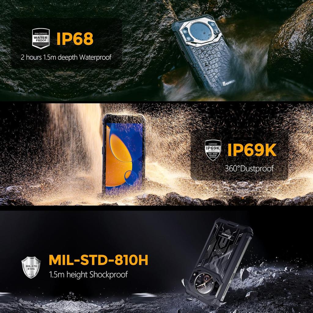 FOSSIBOT F101P Rugged Call Phone,Android 13,7(4+3)GB 64GB Rugged Smartphone 10600mAh, 5.45"Inch
