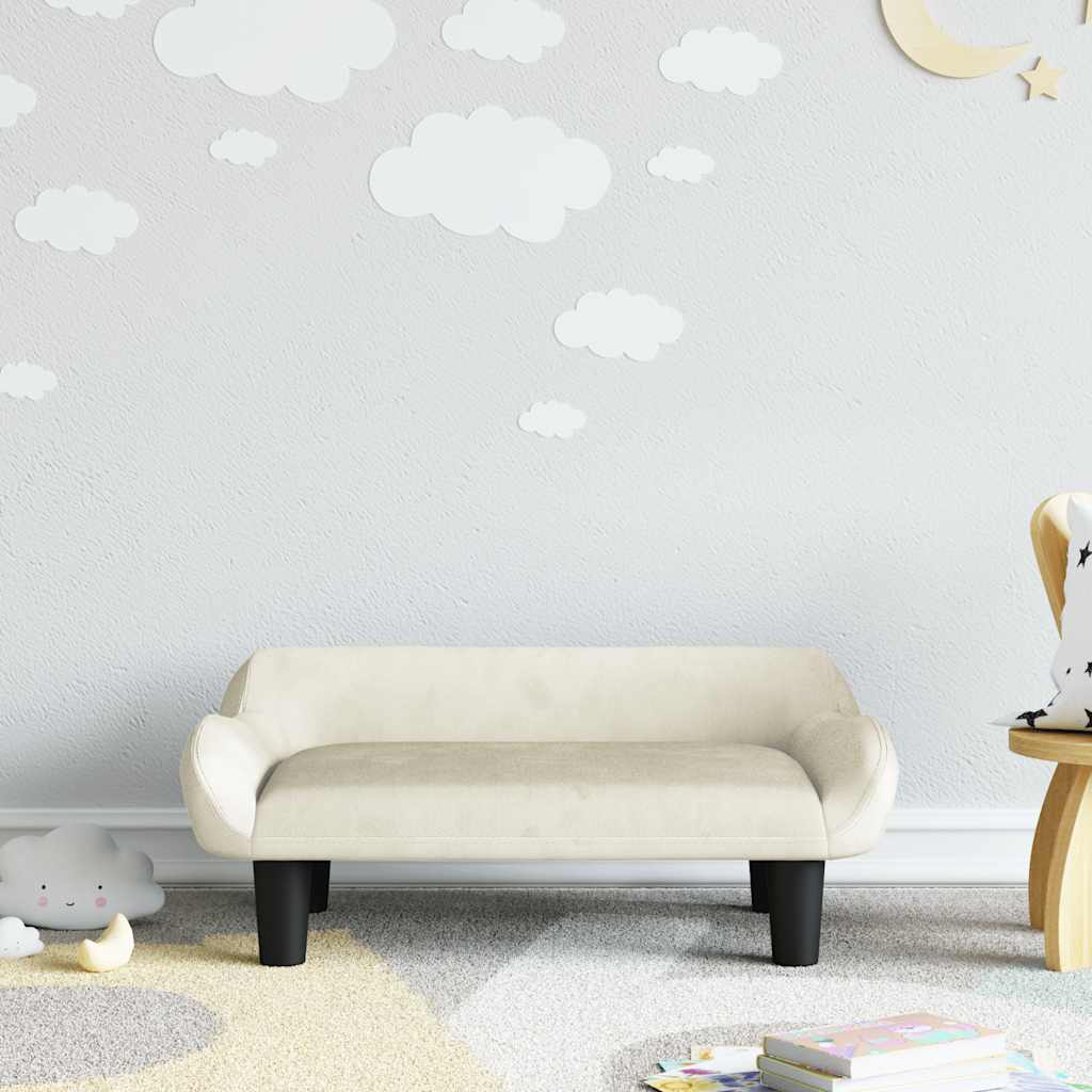 Kids  Sofa Cream 70 x 40 x 24 cm Velvet