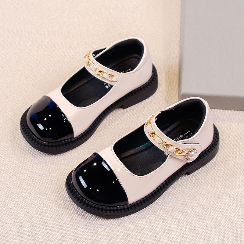 2024 Girls Black Princess Leather Flats - British Style, Soft Sole, Spring/Autumn 26-30 Full set, 5 pairs