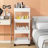Storage Shelf with 360-Degree Wheels Versatile 4-Tier Rolling Cart Space-Saving Removable Multi-Tier Shelf