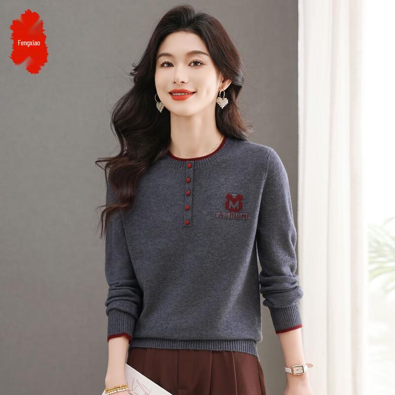 

Женский осенний джемпер 2025 года с жаккардовым узором и круглым вырезом M