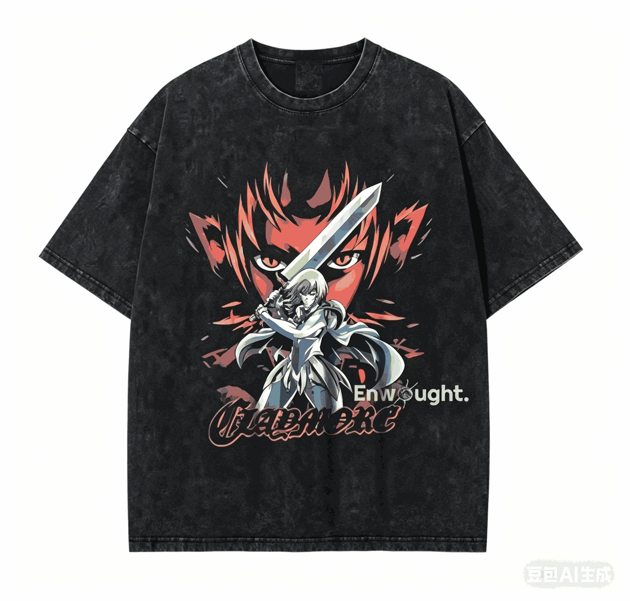 

Claymore Washed T-shirt personality Clothes New Model Anime T-shirt Year round clothing Couples Plus Size Unisex Classic XXXL