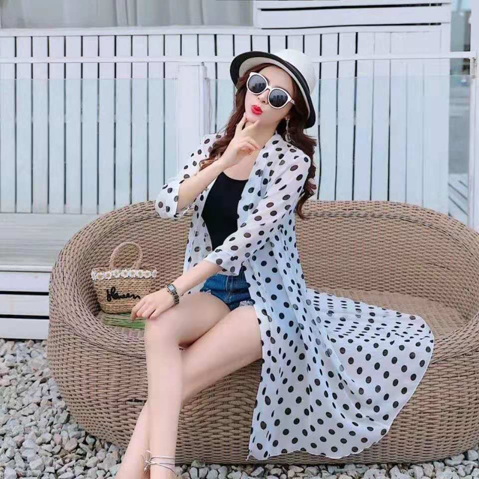 

Chiffon Sun-drying Clothes for Women in Summer: Thin, Long, Shawl, Air-conditioned Shirt, Cardigan, Large-sized Women s Long-sleeved with Skirt XXXXXL білий