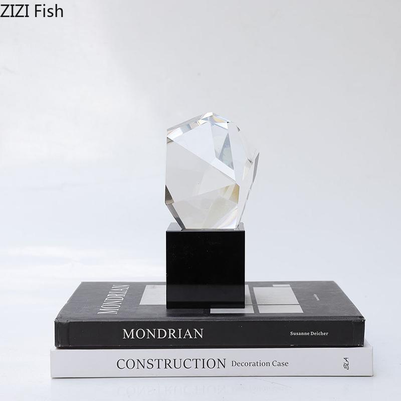 Creative Abstract Geometric Crystal Ornaments Desk Decoration Modern Minimalist Transparent Sculpture Room Aesthetics Decor
