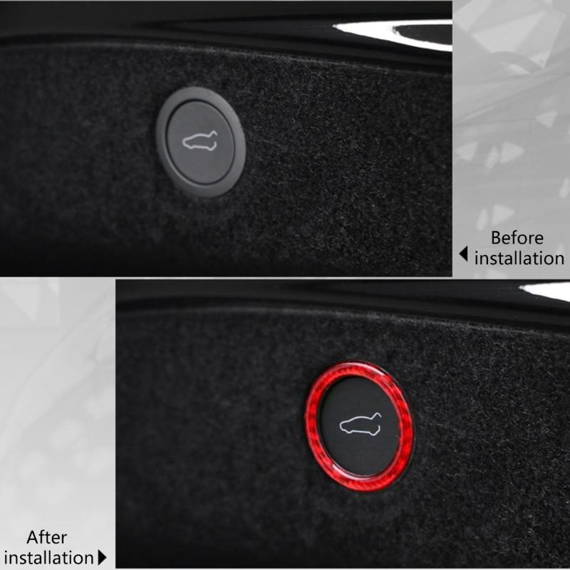 High Performances Carbon Fiber Car Trunk Button Cover Automotive Interior Sticker Trunk Button Rings Suitable for Auto