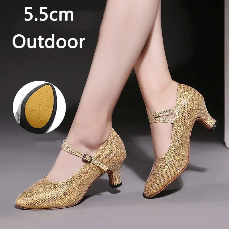 Tênis de Salão Sapatos de Dança Latina para Interior/Exterior Feminino Sola Macia Sapatos de Dança Dedos Fechados para Dança Moderna Jazz Tango